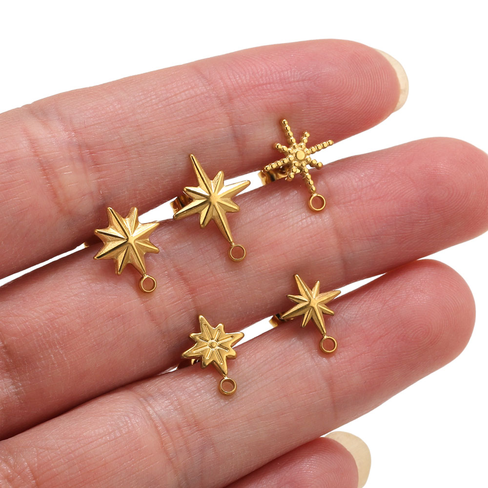 Jewelry Making Tools And Supplies - 6pcs Stainless Steel Star Earrings Studs