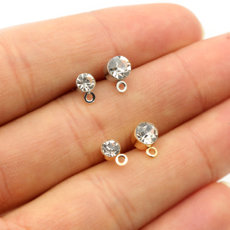 Jewelry Making Pieces - 50pcs Stud Earrings Pins with Zircon