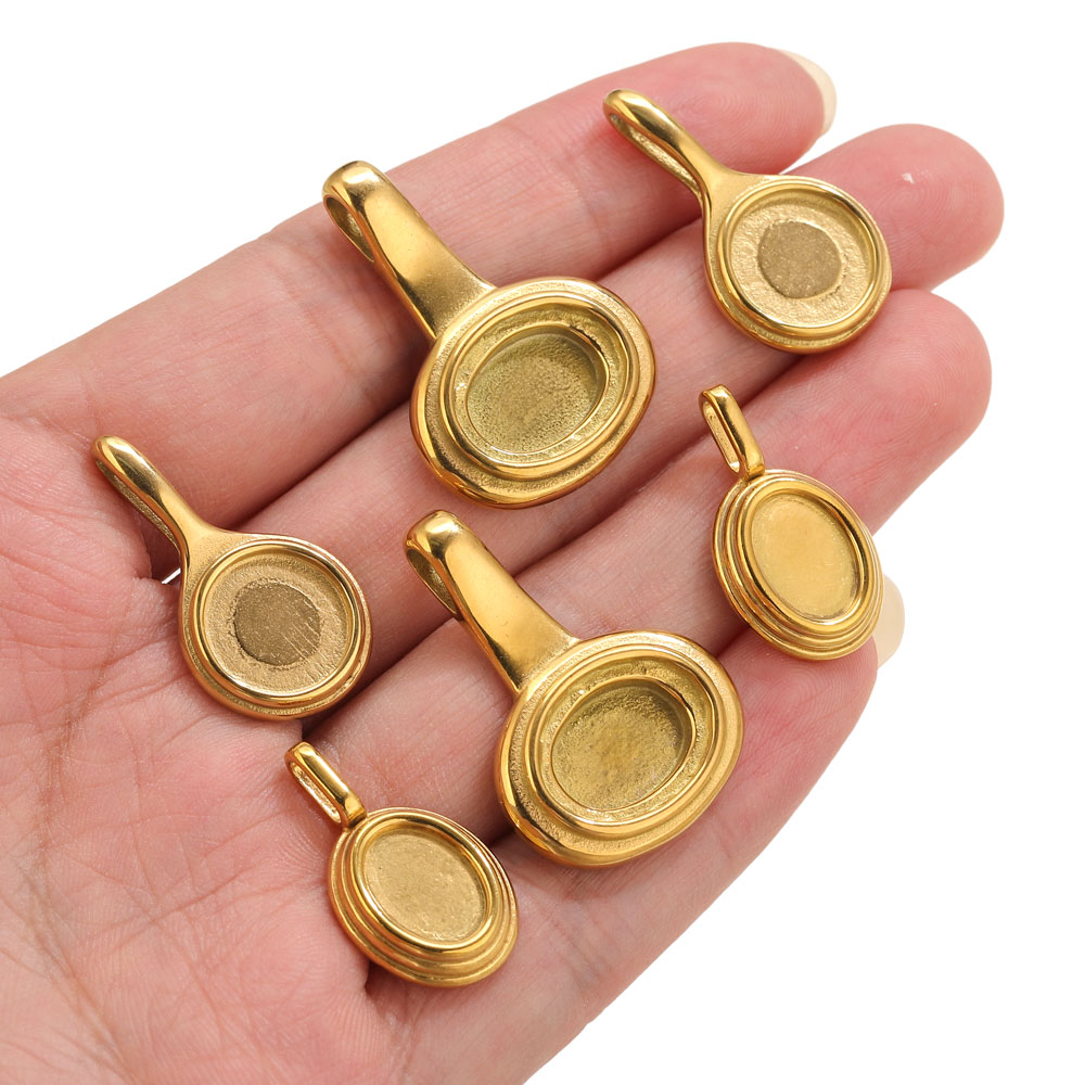 5pcs Stainless Steel Round Ova - đánh giá và giá Pendant Blank Bezel