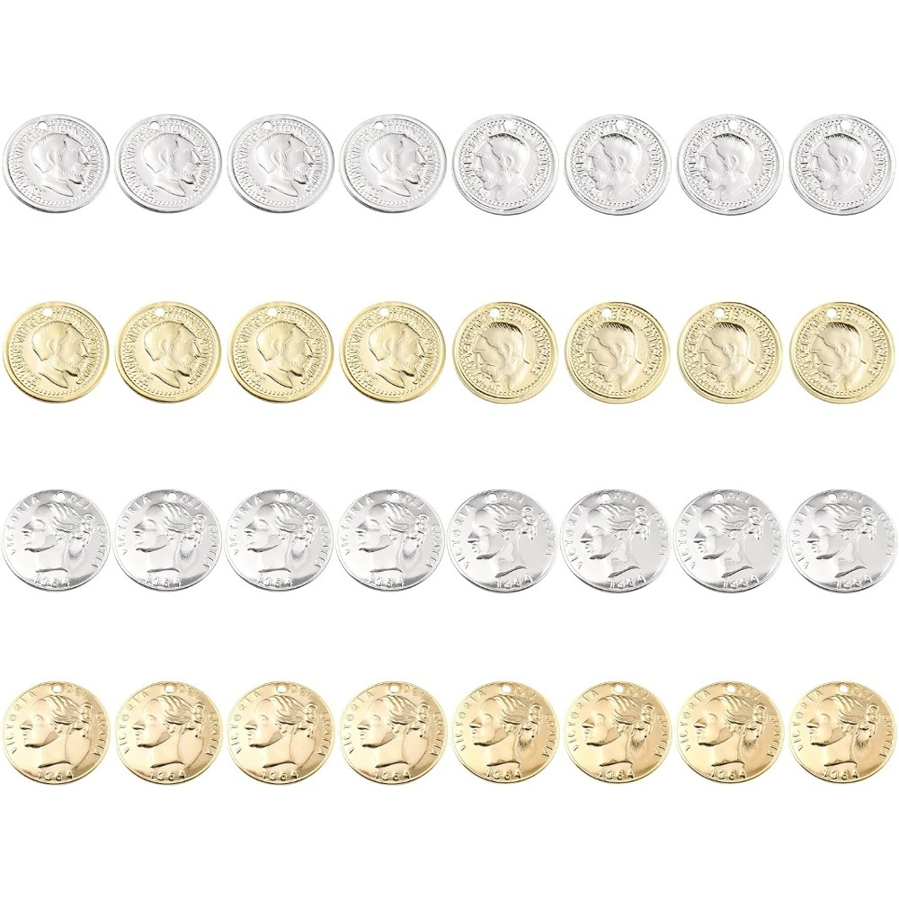 32Pcs 2 Styles Coin Charms 24K - đánh giá và giá Jewelry Making Victoria
