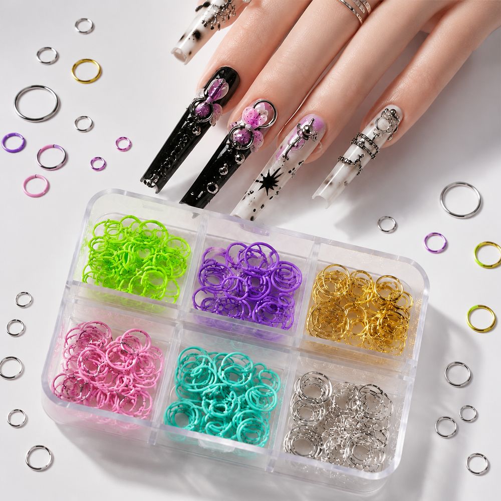 Y2K Punk 6Grids Nail Art Jump  - đánh giá và giá Jump Ring Assorted