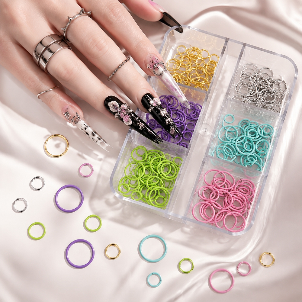 Y2K Punk 6Grids Nail Art Jump  - đánh giá và giá Jump Ring Assorted